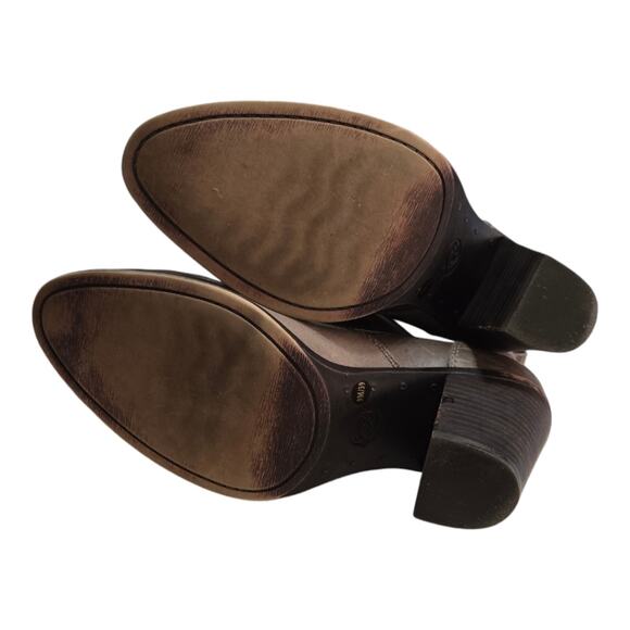 Lucky Brand Ehllen Leather Taupe Heeled Ankle Bootie Almond Toe Women's Size 9 - Picture 6 of 10